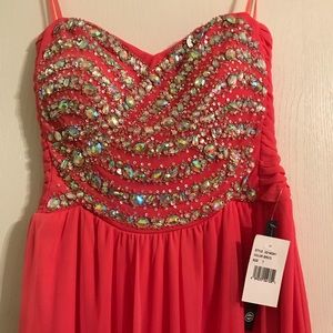 Juniors Coral Prom Dress